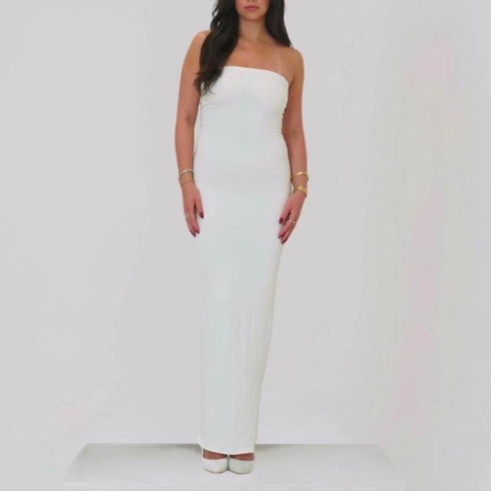 Ivory Strapless Maxi Dress